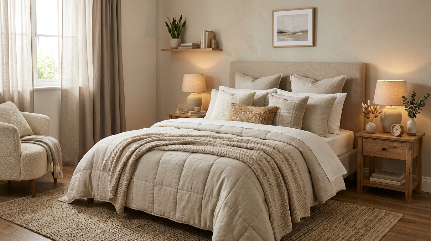 7) Upgrade bedding with layers (not just more pillows)